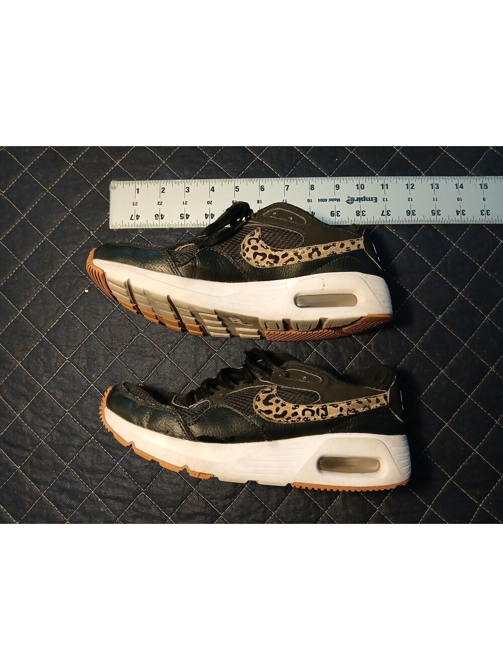 Nike Air Black Running Sneakers White Sole Animal Print Trim Women-Size US 7.5